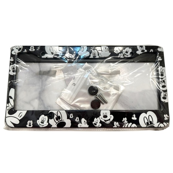 Disney Mickey Mouse License Plate Frame – Classic Black & White Design - Picture 1 of 3